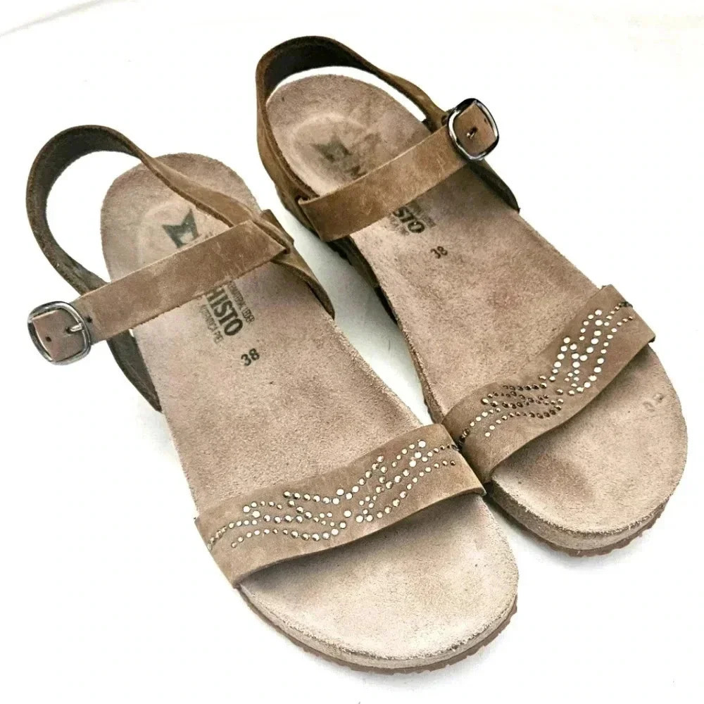 Mephisto Air-Relax 100% Suede Leather Wedge Slip-On strap Shoe sz 38Eu 8US